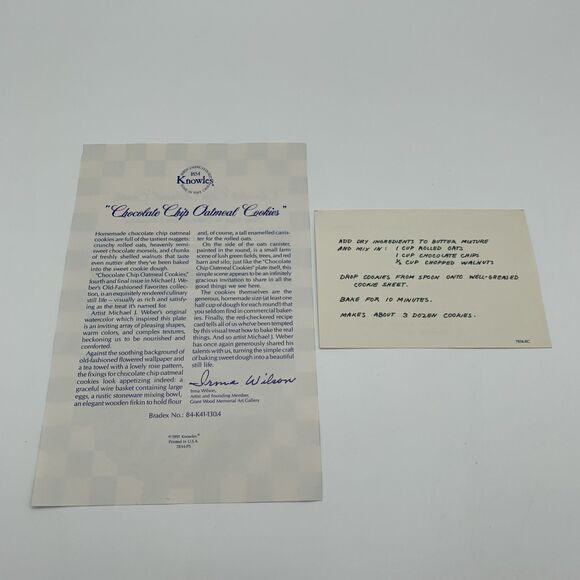 Knowles Chocolate Chip Oatmeal Cookies Collector Plate Old-Fashioned Favorites - Picture 5 of 12